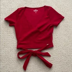 tie front red crop top